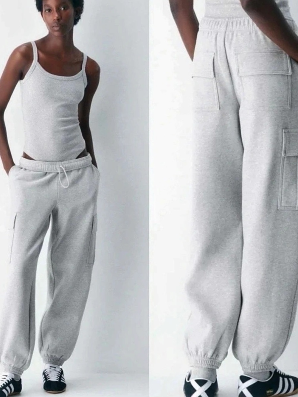 Aritzia light grey cargo joggers